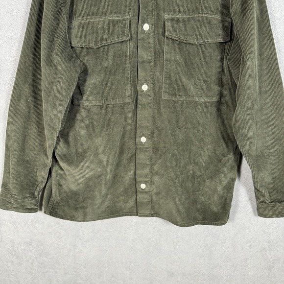 Abercrombie & Fitch Corduroy Shirt Men L Tall Green Cotton Shacket Vintage - Picture 3 of 12